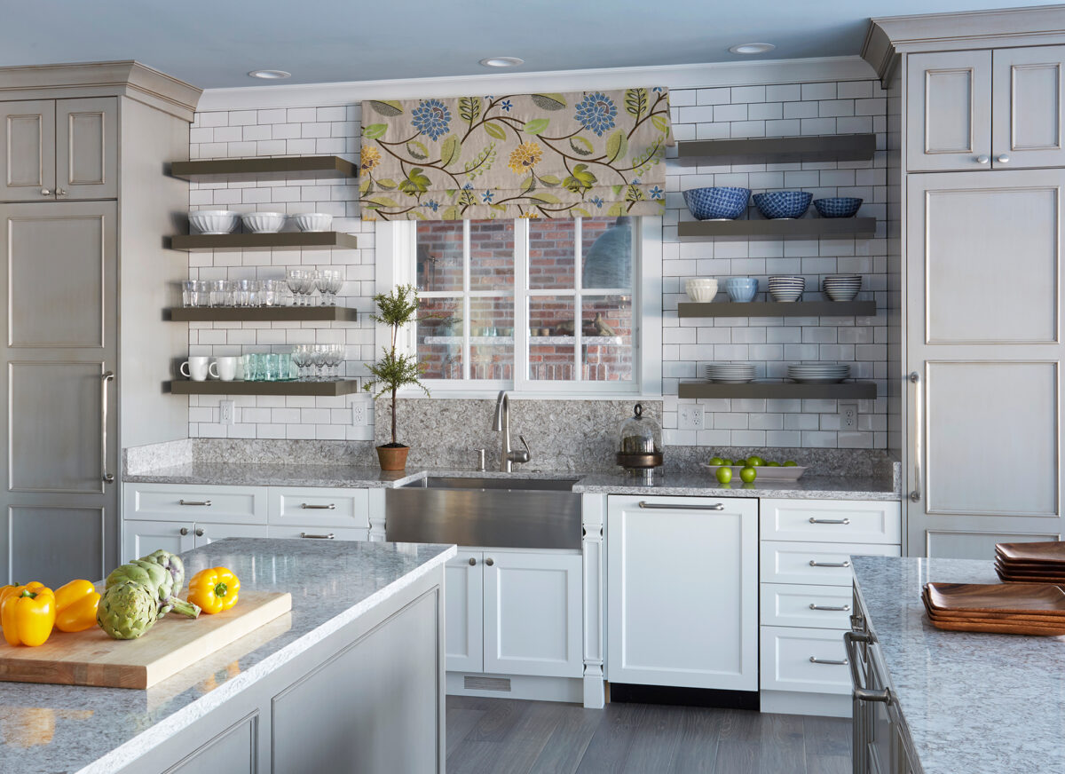 Dazzling white kitchen cabinets with gray glaze Transitional White Kitchen Cabinets With Gray Showplace Cabinetry