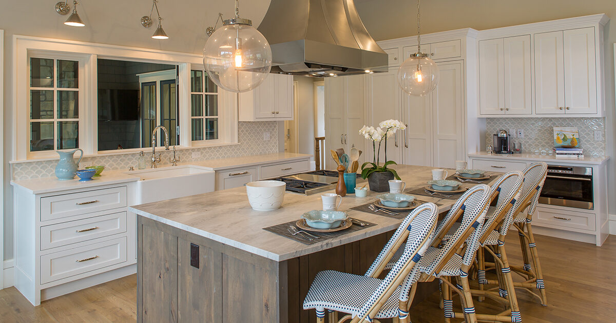 White Kitchen Cabinets With Gray, Driftwood Kitchen Island